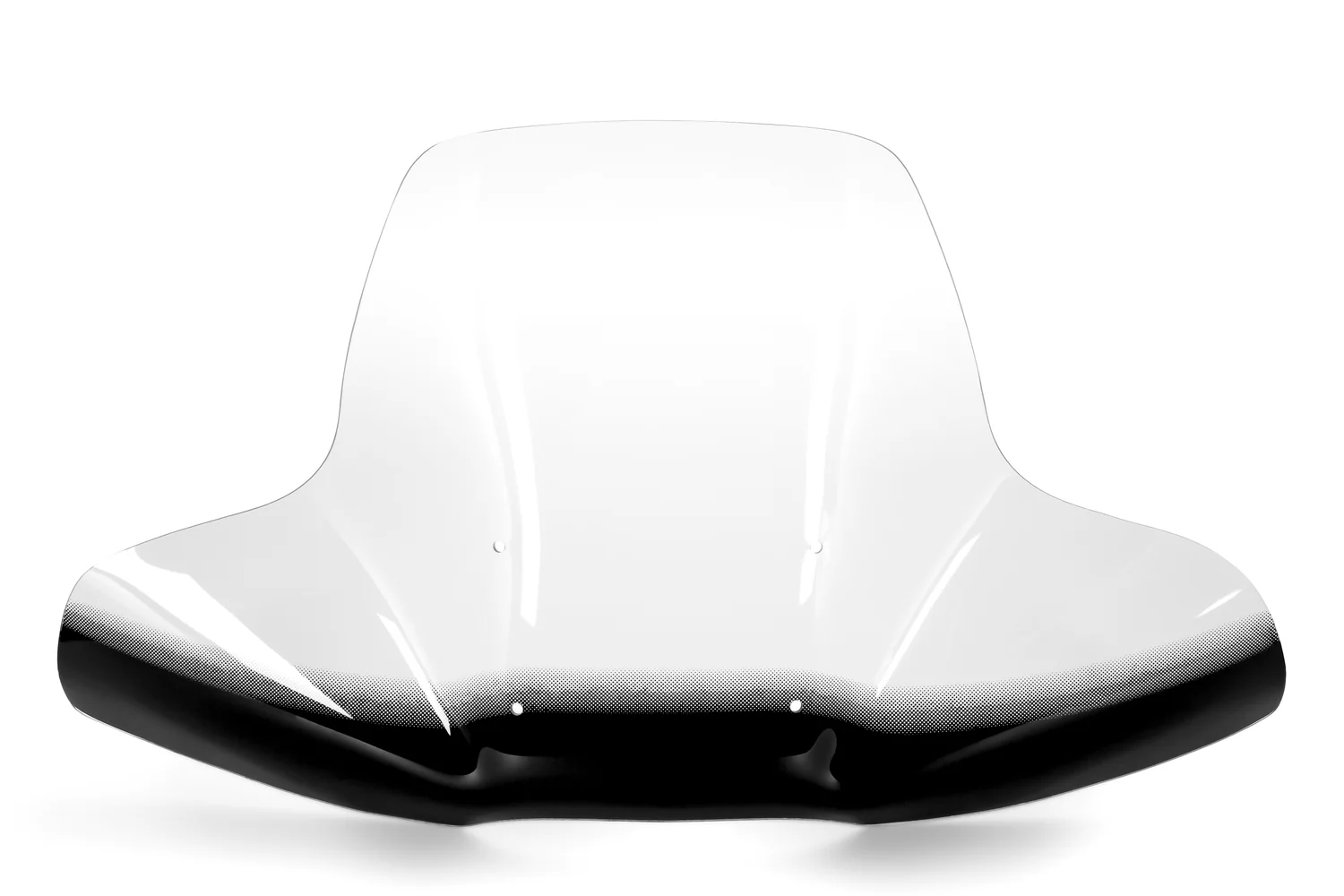 Polaris Sportsman / Sportsman Touring ATV Windshield by Black Boar ATV Black Boar #66031 with a wide, contoured shape and a black gradient fade along the bottom edge, shown isolated on a solid white background.
